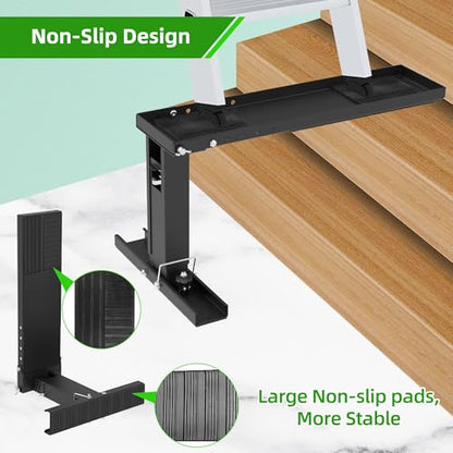 Ladder Leveler Heavy-Duty Stabilizer & Leveler, Adjustable Height/Length for Extension Ladders, Non-Slip Feet(Silver)
