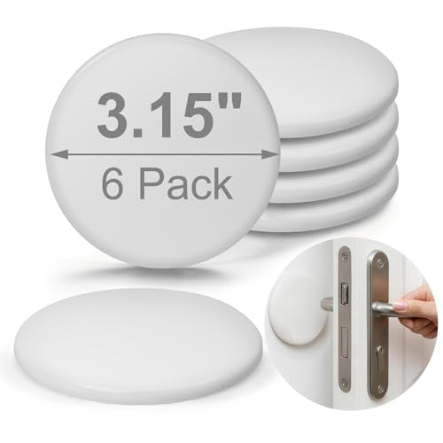 White Door Stoppers for Wall, 3.15" Self-Adhesive Door Knob Wall Protectors, 6 Pack Door Handle Stoppers, Door Bumpers to Prevent Scratches on Walls & Doors - color: White 3.15"