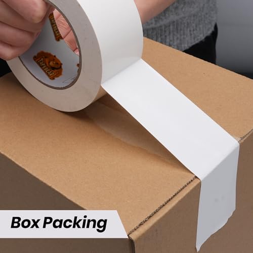 TAPEBEAR White Duct Tape Heavy Duty 1.88" x 90FT, Strong Tough Utility Ducting Tape Waterproof, No Residue, Flexible, Hand Tear Binding Tape Industrial Strength for Bundle, Patch, Protect & Repair - color: White, size: 1.88" x 90FT
