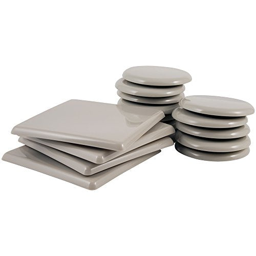 Super Sliders 4702995N Reusable Furniture Sliders for Carpet Medium & Large Mover Value Pack- 5" Square & 3-1/2" Round (16 Pieces) - color: Beige, size: 16 Pack