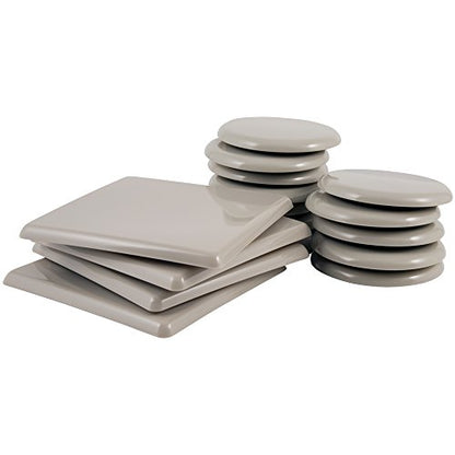 Super Sliders 4702995N Reusable Furniture Sliders for Carpet Medium & Large Mover Value Pack- 5" Square & 3-1/2" Round (16 Pieces) - color: Beige, size: 16 Pack