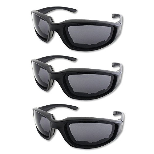 3 Pair Motorcycle Riding Glasses Padding Goggles UV Protection Dustproof Windproof Motorcycle Sunglasses for Outdoor Actives - color: 3 Pairs Glasses/Smoke