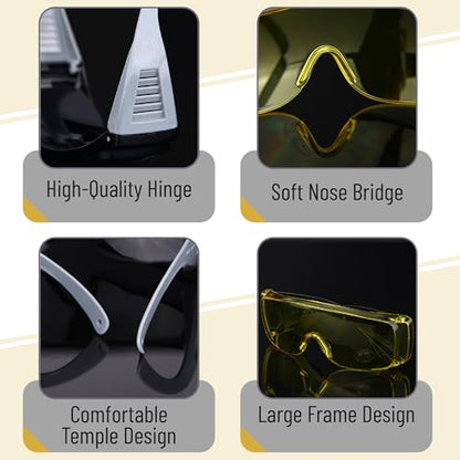 UNCO- Safety Goggles Over Glasses, Protective Goggles, Anti Fog, Work, Safety Glasses Over - color: Gray and Yellow, size: 2 Pack
