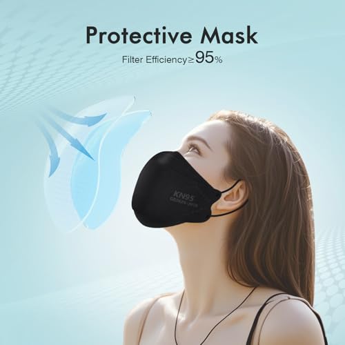 LEMENT KN95 Face Masks 100 Pack,Breathable Black Disposable Face Masks For Adult,Teenager