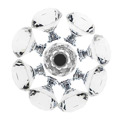 YourGift 12 Pack Drawer Knobs Diamond Shaped Crystal Glass 30mm Cabinet Knobs Pull Handles (Silver) - color: Silver, size: 30 mm, 12 Pack