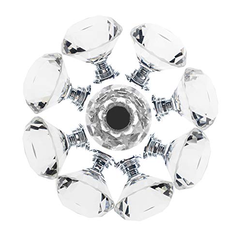 YourGift 30 Pack Drawer Knobs Diamond Shaped Crystal Glass 30mm Cabinet Knobs Pull Handle (30 mm, 30 Pack, Silver) - color: Silver, size: 30 mm, 30 Pack