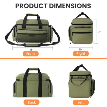 VJI Heavy Duty Tool Bag with Multi-Pockets, Portable Storage Bag with Large Zipper, Carrying Toolbag with Adjustable Shoulder Strap and Ergonomic Handle, Repairman, Carpenters, Handyman, Green - color: Green