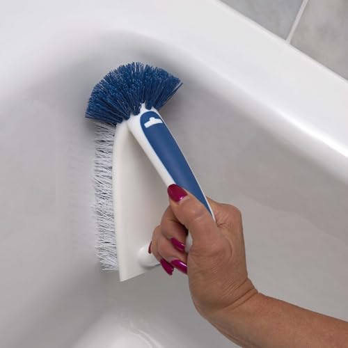 Unger 2-in-1 Bath and Tile Scrubber Brush Tool, Crevice Cleaning Supplies, Dishwasher Safe, Rounded Bristles for Bathroom Scrubbing, Great for Tile, Bathtubs, and Showers - style: 2-in-1 Bath & Tile Brush