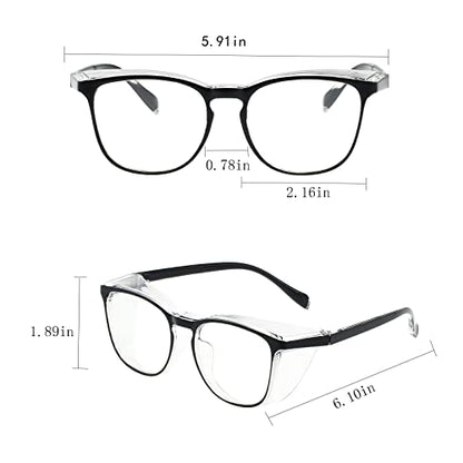 Safety Glasses for Men Women Nurses Anti Fog Stylish Fashion Comfortable Goggles with Side Shields Eye Protection for Adult - color: Black