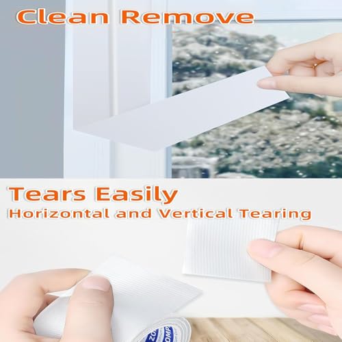 ZOMPAGO Strong Adhesive Cloth Weather Stripping Tape for Sliding Windows and Door Frames - 2Roll,1.8inx33FT,White,Seal Strip for Soundproofing,Dustproof, Waterproof,and Windproof-Durable - size: 2 Roll, 1.8 in x 33 FT, White