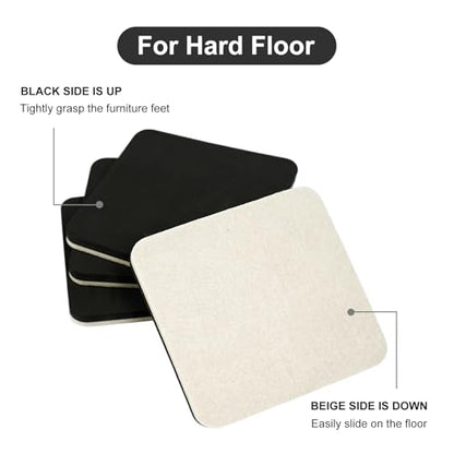 Felt Furniture Sliders 4 Pcs 5 Inch Furniture Slider Square Reusable Furniture Sliders for Hardwood Floors Heavy Duty Felt Sliders Hard Surfaces - size: 5 inch Square