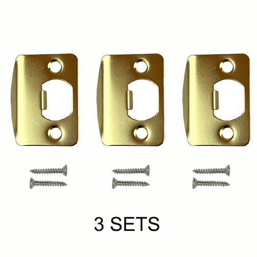 Replacement Products Strike Plate Full Lip, 2-1/4" x 1-5/8" for Knob or Latch, 1/4" Thick, Polish Brass 3 PCS - color: D-PB finish 3pcs