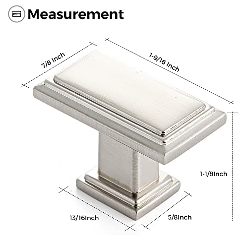 Ravinte Cabinet Knobs Rectangular Kitchen Drawer Knobs for Cabinets and Dresser (Brushed Nickel, 10 Pack) - color: Brushed Nickel