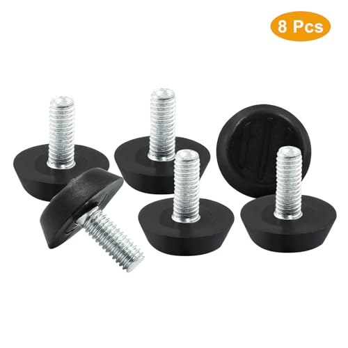 8 Pcs M6 x 15mm Black Furniture Legs, Modern Style, Adjustable Levelers for Chairs, Tables, Desks, Cabinets, Patio Furniture - size: M6 x 15mm