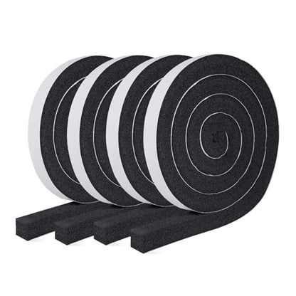MAGZO Weather Stripping Door Seal 1 Inch W X 1 Inch T X 26 Ft Total Length, Strong Adhesion and High Resilience Air Conditioner Foam Insulation (6.5ft x 4 Rolls) - size: 1in × 1in × 26FT