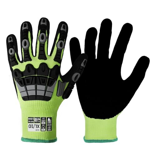 Work Gloves Men Women, A5 Cut Resistant Gloves, Impact Gloves, Heavy Duty Work Glove with Grip, Work Gloves - size: Medium