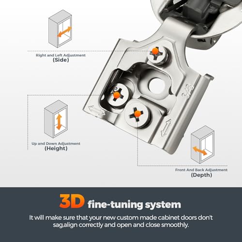10 Pack (5 Pairs) 3/8" Overlay Soft Close Cabinet Hinges, Satin Nickel Stainless Steel Concealed Hinges with 3D Self-Closing for Face Frame Doors & Kitchens - size: 3/8 inch Overlay