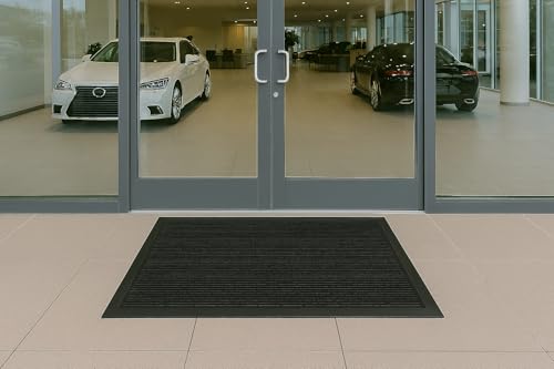 Guardian - MLL14030500 Clean Step Scraper Outdoor Floor Mat, Natural Rubber, 3'x5', Black, Ideal for any outside entryway, Scrapes Shoes Clean of Dirt and Grime - size: 5"L x 36"W x 0.4"Th