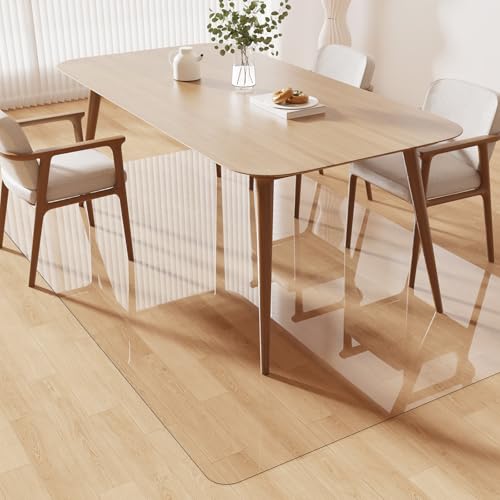 Crystal Clear Floor Mat 8×10ft, Upgraded Easy Flat Waterproof Vinyl Rug Cover, Large Stain-Resistant Plastic Area Rug Floor Protector for Kitchen, Dining Room, or High-Traffic Areas - color: Transparent (Upgraded ), size: 8'×10' (96 x 120 inch) (Rectangul