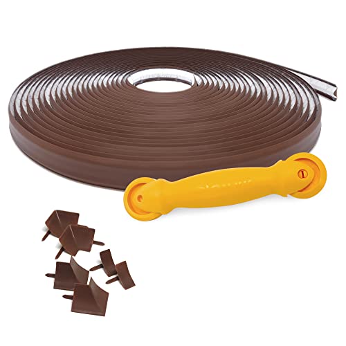 Instatrim Flexible Self-Adhesive Trim Bundle with Applicator - Caulking Kit with 50ft Dark Brown 3/4" Wide Caulk Strip, 6 Corner Pieces, & Applicator Tool - InstaTrim The Original Flexible Trim - color: Dark Brown, size: 3/4 x 50 Project Kit