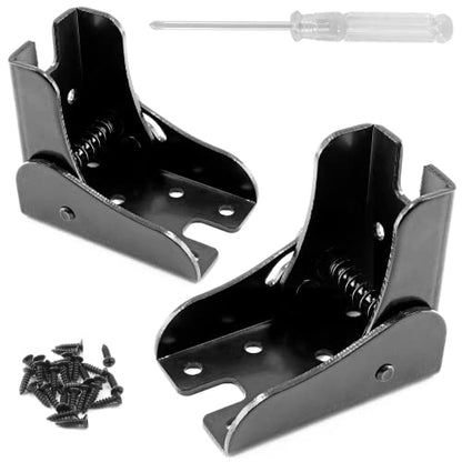 2 Pack Folding Table Leg Brackets, Black Foldable Self-Locking Hinge Extension Support Brackets with Screws for Table Chair Bed Leg Feet Workbench