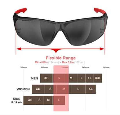 HTS HUNTERSKY ANSI Z87.1 Anti-Fog Clear Safety Glasses Pickleball Youth Baseball Lab Chemistry Goggles Scratch Resistant - color: Smoke-red