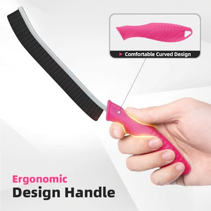 FOOGWEE Hard Bristle Crevice Cleaning Brush - Cleaning Supplies - Grout Cleaning Brushes for Household Use - Crevice Cleaning Tool for Bathroom, Home and Kitchen (3, Rose) - color: Rose