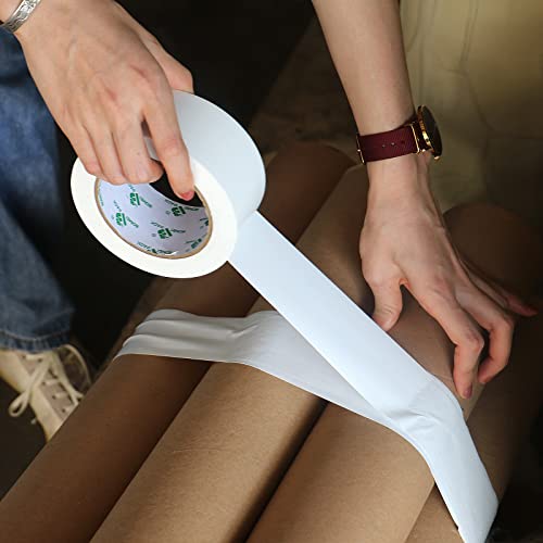 BOMEI PACK Duct Tape Heavy Duty, White 2 Pack 9 Mil Thickness,1.5 Inches x 30 Yards,Strong Industrial Strength,Flexible,No Residue,Waterproof and Tear by Hand,Multi-Use for Indoor & Outdoor Repairs - color: White