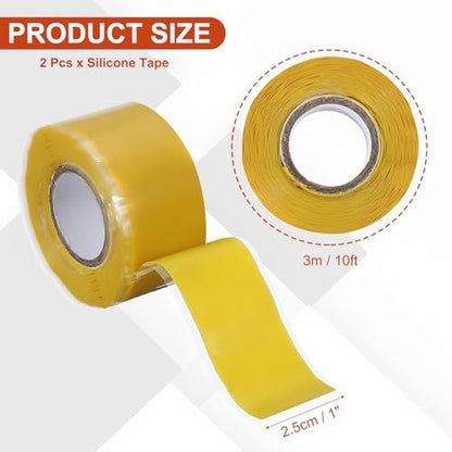 uxcell 2 Pcs Self Fusing Silicone Tape, 1" x 10ft Waterproof Water Leak Sealing Tape for Plumbing Pipe Hose Repair Handles, Yellow - color: Yellow, size: 1" x 10ft