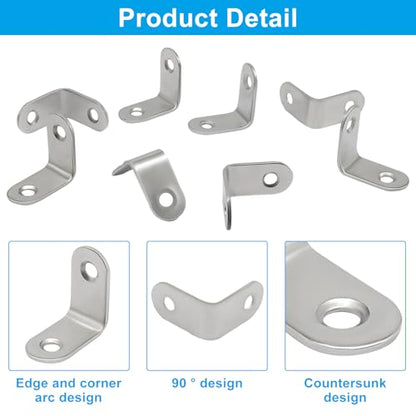 20 Pack 90 Degree Bracket, 1.2x1.2x0.6 Inch Stainless Steel Corner Braces with Screws, Heavy Duty L Bracket for Furniture, Shelves, Tables, Cabinets DIY Woodworking & Repair(Silver) - size: 1.2 x 1.2 Inch