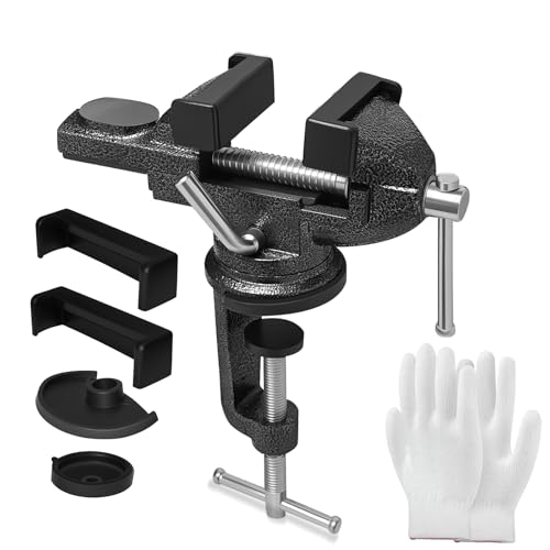 1.9 In Portable Bench Vise, 360° Swivel Base Clamp-On Table Vise – Multi-Purpose Tool for Golf Grip Kit, Woodworking, Crafting, Model Making, Metalworking & DIY - size: 1.9 in