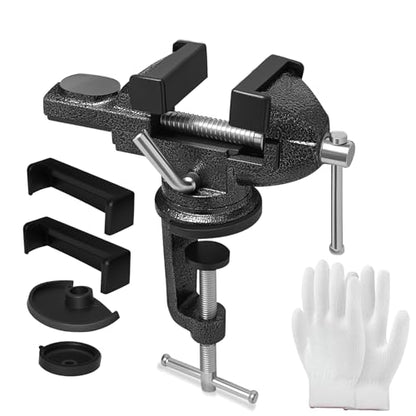 1.9 In Portable Bench Vise, 360° Swivel Base Clamp-On Table Vise – Multi-Purpose Tool for Golf Grip Kit, Woodworking, Crafting, Model Making, Metalworking & DIY - size: 1.9 in