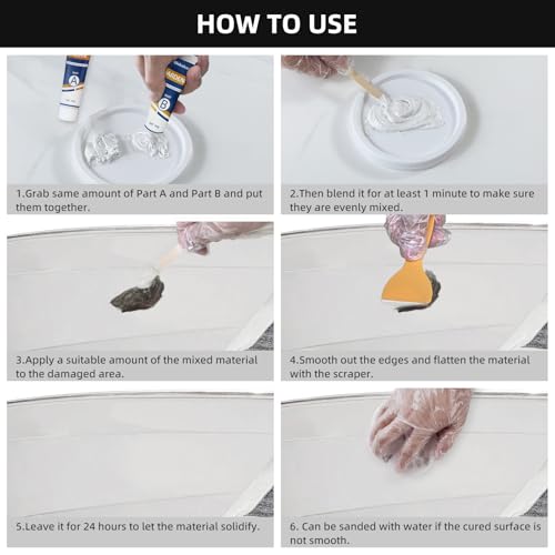 Globalcom Fiberglass Boat Repair Kit White, Gel Coat Repair Kit for Boats, Marine Fiberglass Repair Kit for Boats, Epoxy Filler for Boats, Fiberglass Repair Kit Fix Holes Chips Pit Cracks