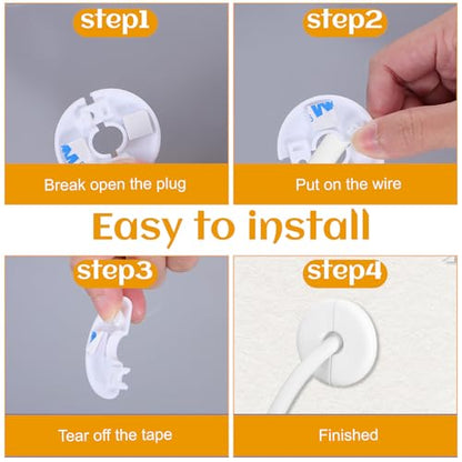 4Pcs Wall Grommets for Cables, Wall Cable Pass Through Accessories Cable Grommets Routing Kit for Ethernet Cables Wall Bushing Feed Through Organizing Protecting Cord