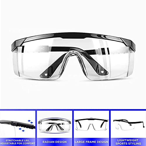 5 PACK Safety Glasses Goggles, Men Women Anti-fog Wide Vision Safety Goggles Eye Protection, Z87 UV 400 Blocking Eyewear Adjustable Temples Eye Shied for Lab,Yard work, Gardening, Lawn mowing - color: Black&yellow