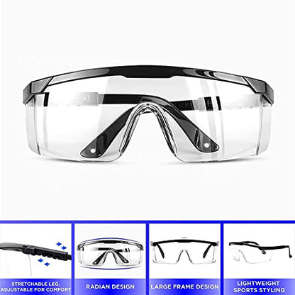 5 PACK Safety Glasses Goggles, Men Women Anti-fog Wide Vision Safety Goggles Eye Protection, Z87 UV 400 Blocking Eyewear Adjustable Temples Eye Shied for Lab,Yard work, Gardening, Lawn mowing - color: Black&yellow