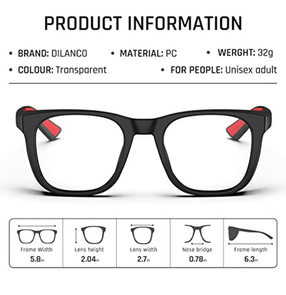 DILANCO Clear Safety Glasses Goggles With Side Shields for Women Men,Fog & Scratch-Resistant Complete UV Protection Eyewear - color: Black&red