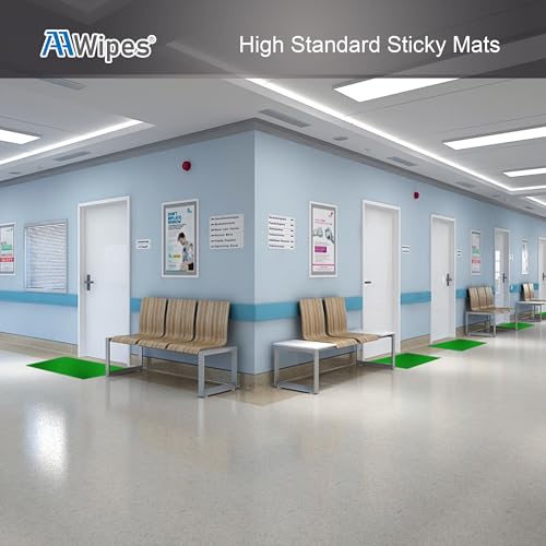 AAwipes Sticky Mat Tacky Pads Adhesive 18" x 24" 10 Packs, 30 Sheets/Packs, 300 Sheets Total Green Cleanroom Floor Mats Remove Dirt for Laboratory Construction Hospital Shoes - size: Green 18" x 24"