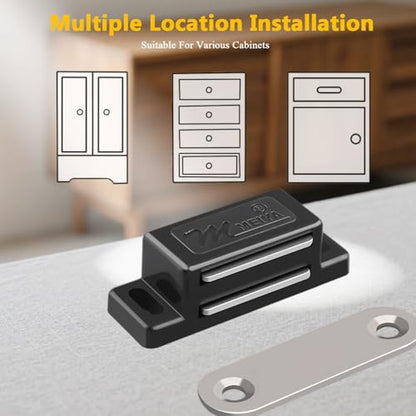 Cabinet Magnetic Catch - 4 Pack Cabinet Door Magnetic Latch for Cupboards Drawers Closet Doors and Shutters (Black) - color: Black