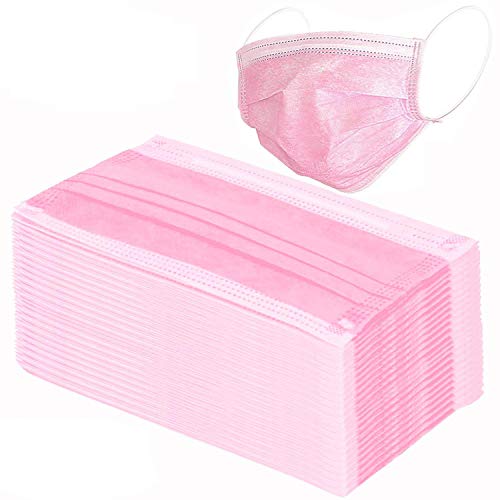 Wecolor 120 Pack Disposable Face Masks with Elastic Ear Loop, 3 Ply Breathable (Pink) - color: Pink, size: 1 Count (Pack of 120)