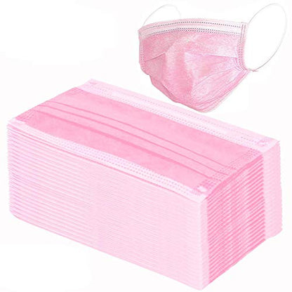 Wecolor 120 Pack Disposable Face Masks with Elastic Ear Loop, 3 Ply Breathable (Pink) - color: Pink, size: 1 Count (Pack of 120)