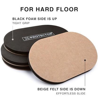 X-Protector Felt Furniture Sliders Hardwood Floors - 4 PCS 6" x 3 1/2" Furniture Sliders - Heavy Duty Felt Sliders Hard Surfaces – Move Your Furniture Easily & Safely! - size: 4 PCS 6 inch