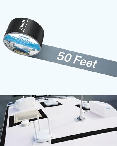 Kohree RV Sealant Tape, 2 Inch x 50 Foot RV Roof Tape Black, UV & Weatherproof Butyl Sealant Roofing Tape for RV Repair, Window, Boat Sealing, Truck Stop Camper Roof Leaks - style: 2in*50ft black