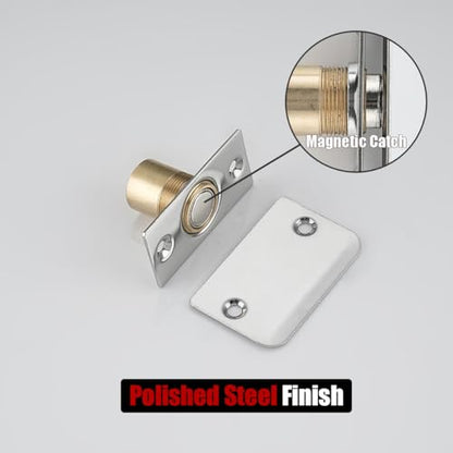 JQK Closet Magnetic Door Ball Catch Hardware, 430 Stainless Steel Catch Adjustable with Strike Plate, Polished Steel Finish 2 Pack, HBC120-BN-P2 - color: Chrome, size: Magnetic 2 Pack