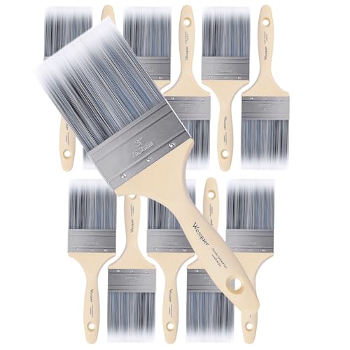 Wesquer 3 Inch Professional Paint Brushes 12-Pack, Premium Synthetic Bristles for Smooth Finish, Easy to Clean & Reusable for Wall, Cabinet, Interior & Exterior Painting - size: Z3 inch (12 pack)