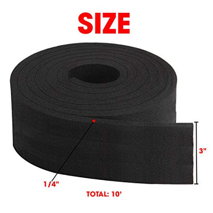 Neoprene Foam Strip Roll by Dualplex, 3" Wide x 10' Long x 1/4" Thick, Weather Seal High Density Stripping – Weather Strip Roll Insulation Foam Strips - 10 Feet Long - size: 3" Wide x 10' Long x 1/4" Thick