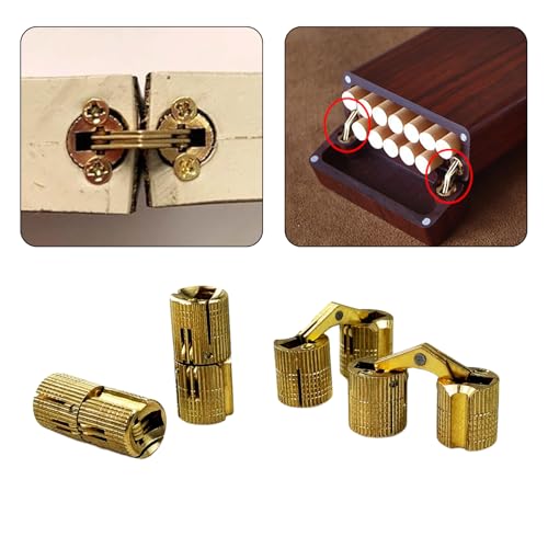 10Pcs Brass Barrel Hinges, Invisible Cabinet Furniture Hinges with 180 Degree Opening Angle, Hidden Box Hinges for DIY Jewelry Box Hand Craft (M14x31mm) - color: M14x31mm
