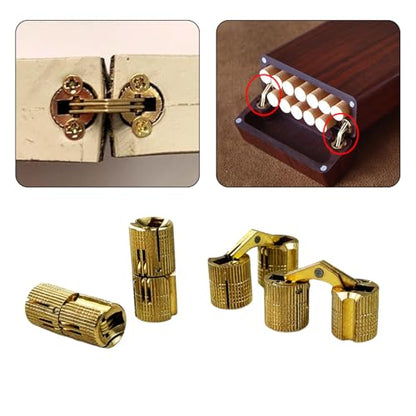 10Pcs Brass Barrel Hinges, Invisible Cabinet Furniture Hinges with 180 Degree Opening Angle, Hidden Box Hinges for DIY Jewelry Box Hand Craft (M14x31mm) - color: M14x31mm