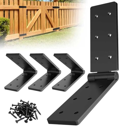 Heavy Duty Hinges 270 Degree Folding Hinge for Bifold Doors, Double-Layer Black Iron Outdoor Gate Hinge 4PCS - size: Black-4pcs