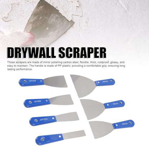 Putty Knife Set, 7 Pack, Carbon Steel Paint Scraper Tool with Storage Bag, for Applying Plaster Repairing Drywall Removing Wallpaper, 1 in 1.5in 2in 2.5in 3in 4in 5in